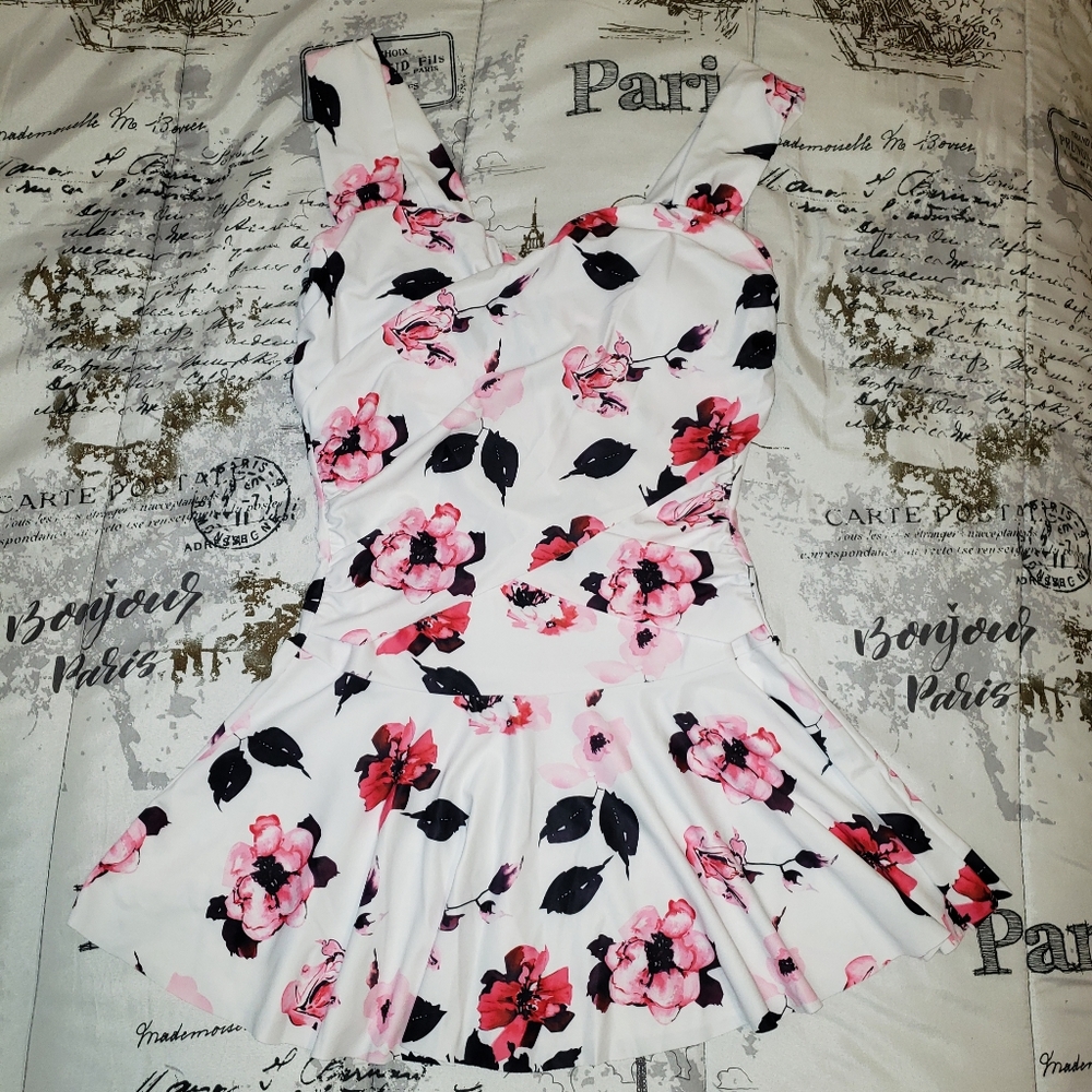NWOT Two Piece White Floral Swimsuit
